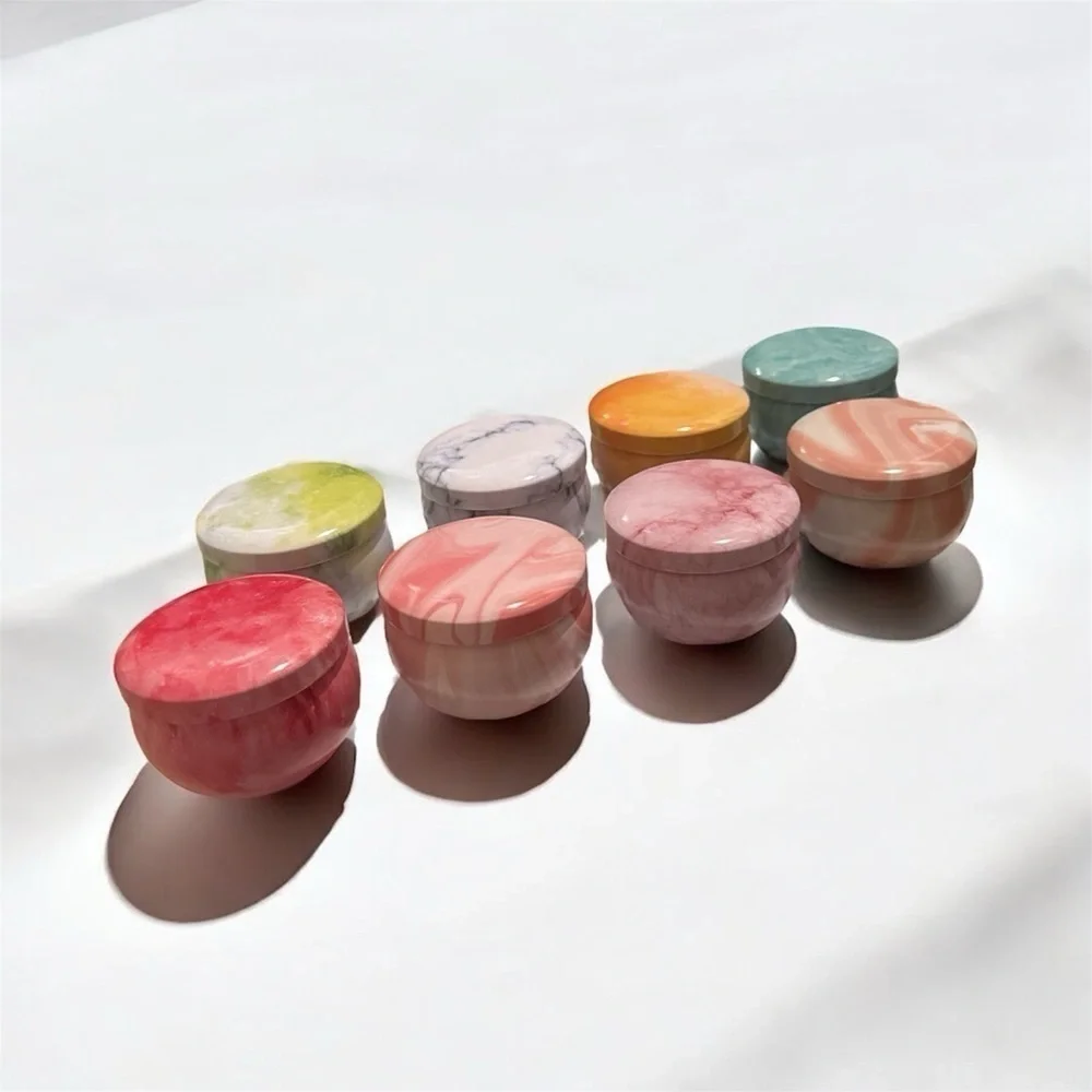 Small Colorful Marble Patterned Tins 1.9